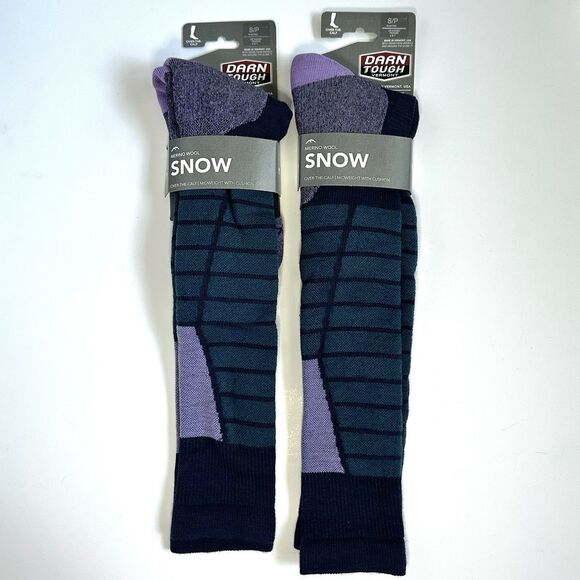 2 Pair Darn Tough Women's SMALL Over-the-Calf Midweight Ski/Snow Sock Wool New - Picture 1 of 5